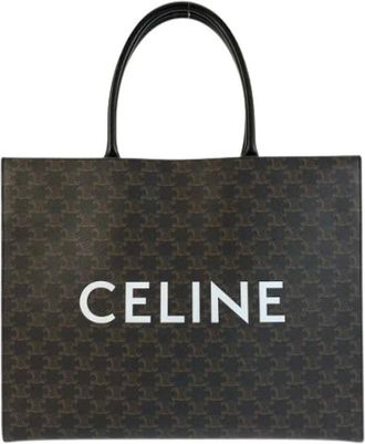 Celine Pre-owned Tote Bags, male, Brown, Size: ONE SIZE Pre-owned Triomphe Horizontal Cabas PVC tote bag