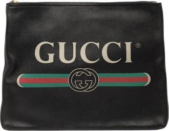 Gucci Pre-owned Clutches, female, Black, Size: ONE SIZE Pre-owned Leather Zip Pouch