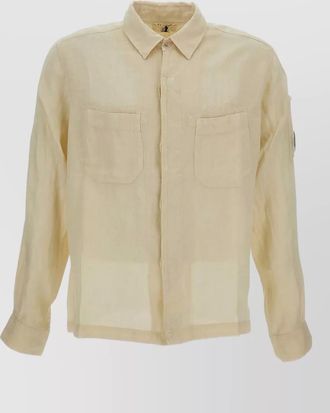 C.P. Company linen shirt button down collar pockets