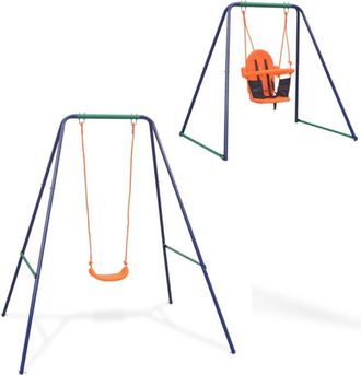 vidaXL Columpio Individual Y Columpio Para Ni&ntilde;os 2 En 1 Naranja Vidaxl