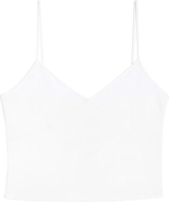 Ami White Minimalist V-Neck Viscose-Blend Tank Top