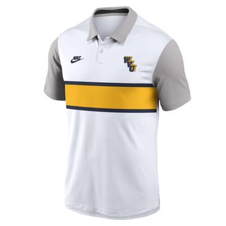 Nike West Virginia Athletic Prep Vapor Legacy Logo Nike Mens Dri-FIT College Polo in White | 00HT0DT4WVV-7LH