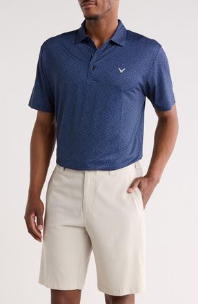 Callaway Mini Geometric Print Knit Golf Polo in Peacoat at Nordstrom Rack, Size Xx-Large