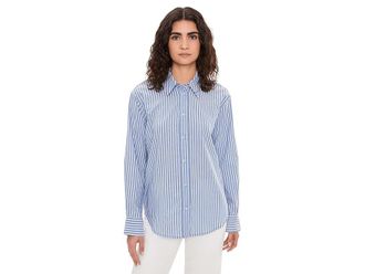 Michael Stars Carson Button Down Shirt Womens Clothing Sky : LG (US 8-10), Cotton/Down/Lyocell