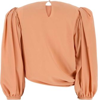 Chlo&eacute; Womens Draped Silk Crepe Blouse Pink