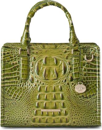 Brahmin Cami Croc Embossed Leather Satchel in Olive at Nordstrom