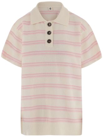The Garment Pink Striped Wool-Cashmere Polo Shirt