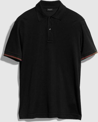 Gucci Silk Jersey Polo Shirt With Web, Size XXXL, Black