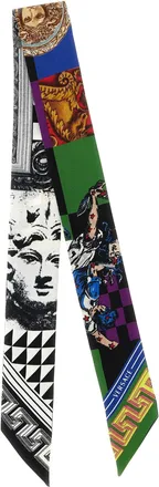 Versace Medusa Collage Silk Twill Scarf - Black