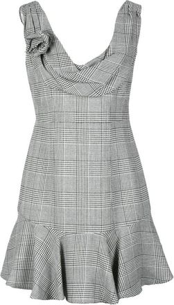 Alessandra Rich Korte Uitlopende Wollen Jurk - Dames - Korte kleedjes - Grijs - XS - Wol - Kleedjes