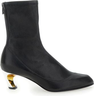 Alexander McQueen Schoenen, Dames, Zwart, 38 1/2 EU, Leer, Armadillo Enkellaarsjes