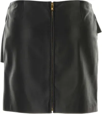 Versace Womens Black Leather Mini Skirt Gonne