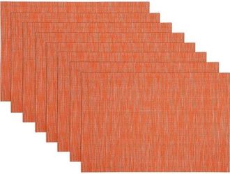 OEM Juego De 6 Manteles Individuales De Vinilo Tejido, Lavables, Resistentes Al Calor, Aptos Para Uso Interior Y Exterior, Color Naranja