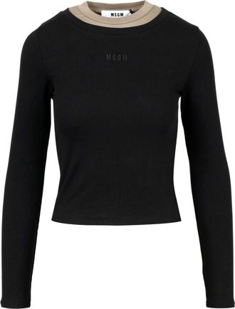 Msgm Long Sleeve T-Shirt - Dames - Longsleeves - Zwart - L - Katoen - Tops