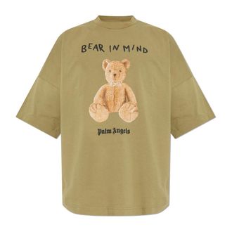 Palm Angels Bear in Mind Loose T-shirt - male - Palm Angels - T-Shirts - Green - S - Tops