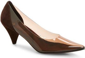 Jeffrey Campbell Graphix Pointed Toe Pump in Coffee Suede Combo at Nordstrom, Size 9.5