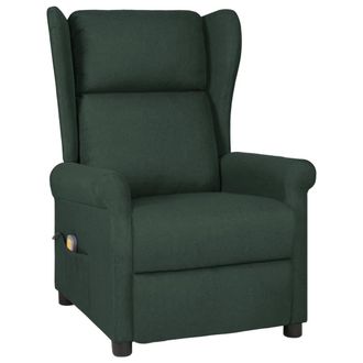 vidaXL Sill&oacute;n De Masaje El&eacute;ctrico Tela Verde Oscuro Vidaxl