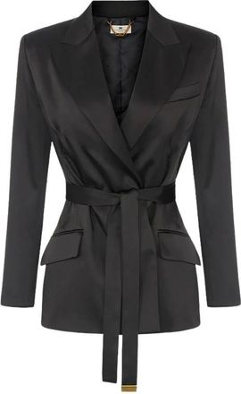 Elisabetta Franchi Blazer de sat&eacute;n el&aacute;stico - Jackets - Mujer - Negro - L