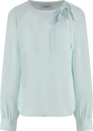 St. John Zijden Blouse - Dames - Blouses - Blauw - M - Overhemden
