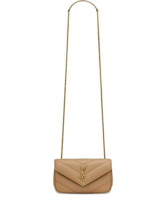 Saint Laurent mini Loulou crossbody bag - women - Calf Leather/Brass - OS - Neutrals