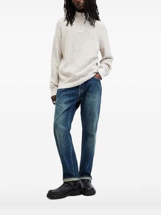 AllSaints half-zip waffle-knit sweater - men - Cotton/Wool - S - Neutrals