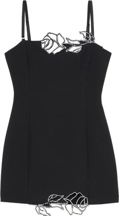 Blumarine Abito corto con decorazione a rosa - Nero