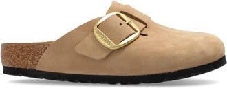 Birkenstock Boston Big Buckle Slides - Dames - Slip ons - Beige - 38 EU - Leer - Schoenen