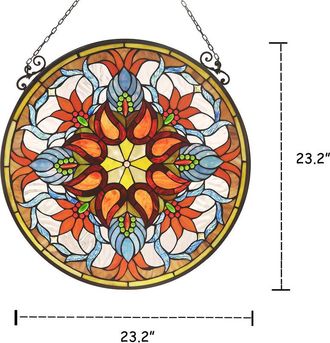 Chloe Lighting KYLIE Victorian Tiffany-glass Window Panel 24 Wide