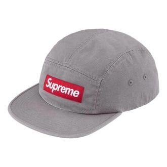 SUPREME SS26 Washed Chino Twill Camp Cap Grey SUP-SS26-1000-GRY