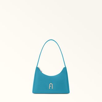 Furla Diamante Borsa A Spalla Mini Turchese A Blu Pelle Di Vitello Morbida Donna