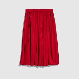 Gucci Interlocking G Chain Silk Jacquard Midi Skirt, Red
