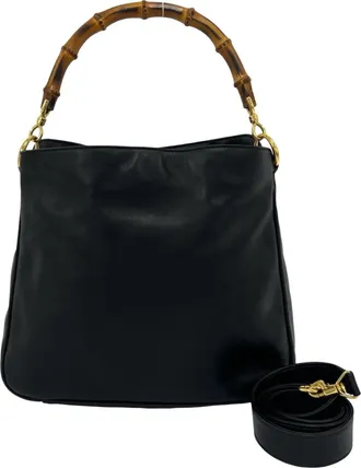 Gucci Black Leather Handbag Shoulder Bag Tote Bag (Pre-Owned)
