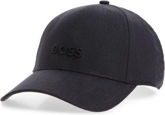 BOSS Zed Embroidered Logo Adjustable Baseball Cap in Dark Blue at Nordstrom