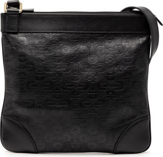 Gucci Pre-owned Gucci Embossed Leather Horsebit Crossbody 272396 498879