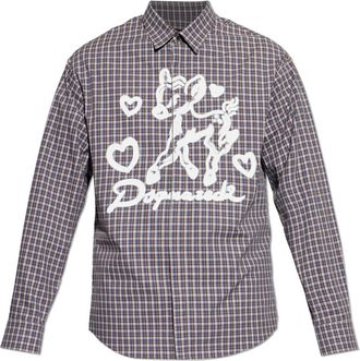 Dsquared2 Printed Shirt - Heren - Casual Overhemden - Grijs - S - Katoen - Overhemden