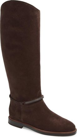 Brunello Cucinelli Monili Trim Tall Suede Riding Boot in C9795 Pepper at Nordstrom, Size 40.5
