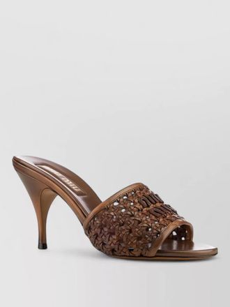 Miu Miu peep toe woven design heeled mules
