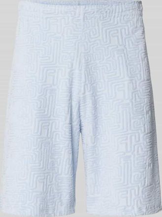 Review Shorts mit Strukturmuster und elastischem Bund in Eisblau, Gr&ouml;&szlig;e XXL