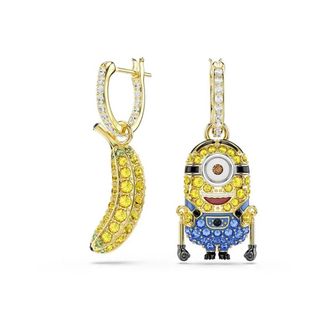 Swarovski Minions Stuart en Banaan Drop Oorbellen - Dames - Oorbellen - Geel - ONE Size - Accessoires