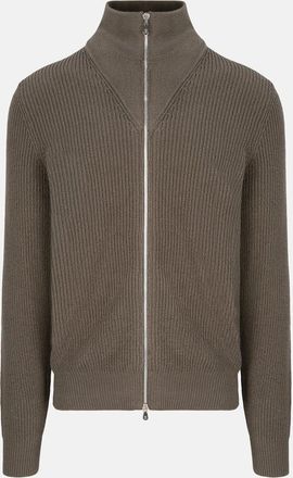 Brunello Cucinelli Mens T Neck Zip Cardigan Khaki - Green - Size: 42