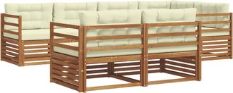 vidaXL Conjunto De Sof&aacute;s De Exterior 7 Uds. Natural Y Crema Vidaxl