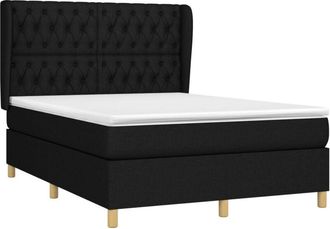 vidaXL Cama Box Spring Con Colch&oacute;n Tela Negro 140x190 Cm Vidaxl
