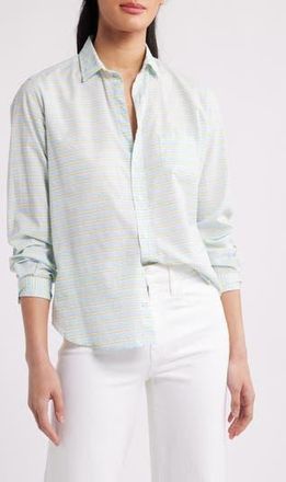 Frank & Eileen Eileen Relaxed Button-Up Shirt in Blue Chartreuse Multi Stripe at Nordstrom Rack, Size Xx-Small