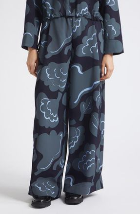 Marimekko Polku Wide Leg Pants in Grey Dark Blue Light Blue at Nordstrom, Size 36