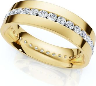 Pompeii3 1.10Ct Diamond Eternity Mens Wedding Ring Polished Band 14k Gold Lab Grown