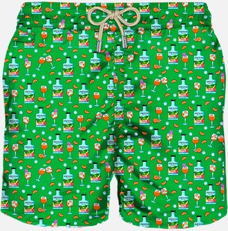 MC2 Saint Barth Man Light Fabric Swim Shorts With Gin Print Portofino Dry Gin Special Edition