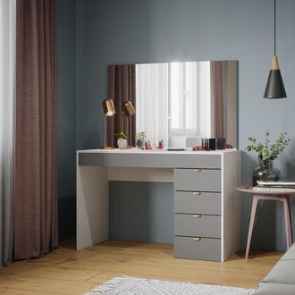 Vicco Tocador Elise, Blanco/gris/gris, 115 Cm Con Espejo