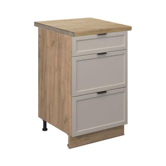 Vicco Mobiletto base per cucina Fame-Line, GrigioBeige, 50 cm, pl Rovere