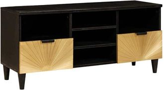 vidaXL Mueble de TV con cajón Negro y dorado 100 x 33 x 46 cm vidaXL