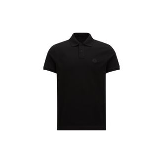 Moncler Moncler Logo Patch Cotton Piquet Polo Shirt, Men, Black, Size: S